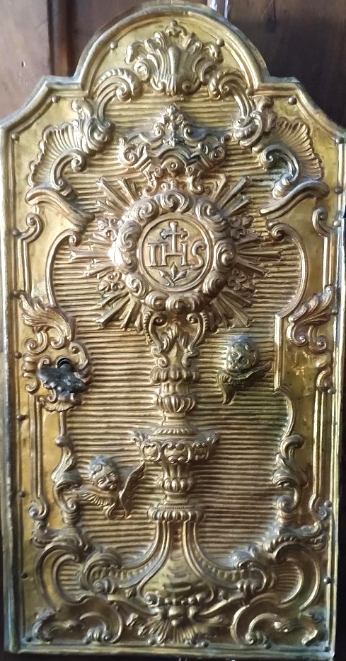 Porte de tabernacle baroque en bronze du XVIIIe siècle-photo-3