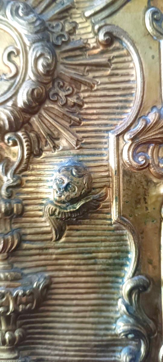 Porte de tabernacle baroque en bronze du XVIIIe siècle-photo-4