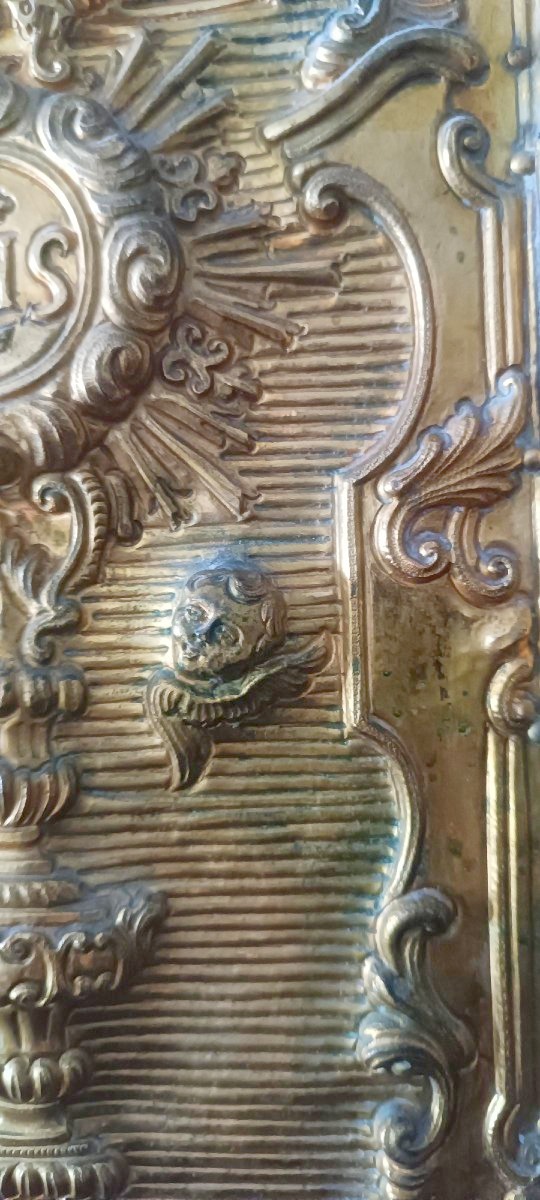 Porte de tabernacle baroque en bronze du XVIIIe siècle-photo-1