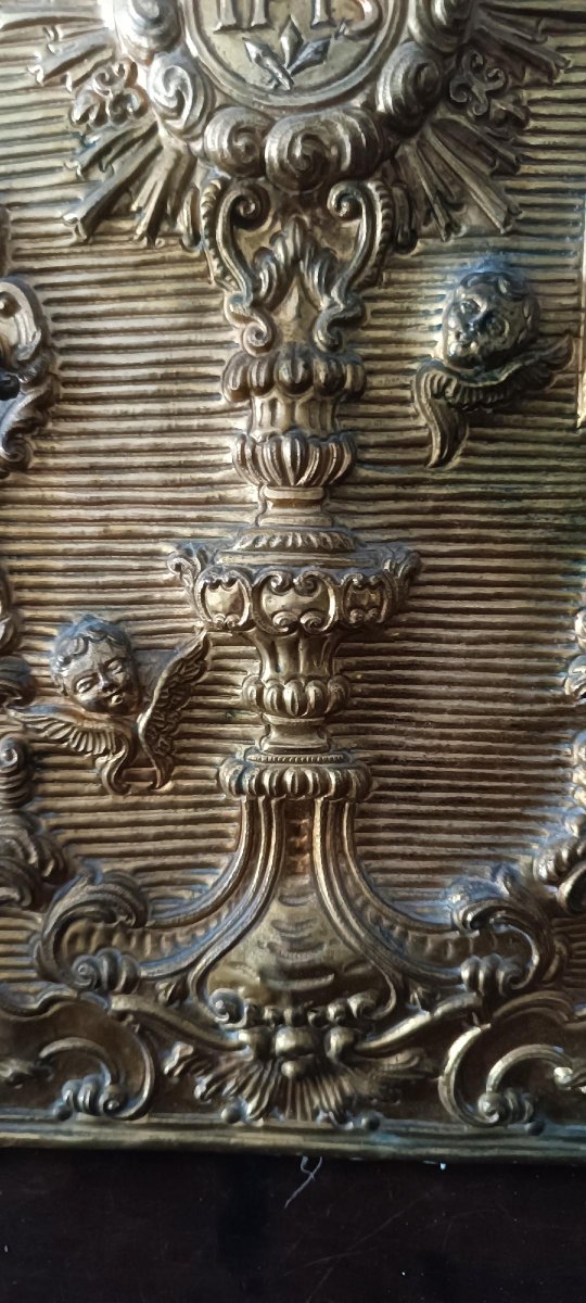 Porte de tabernacle baroque en bronze du XVIIIe siècle-photo-3