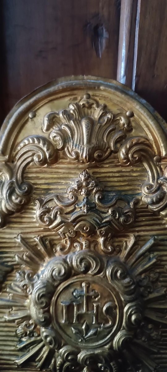 Porte de tabernacle baroque en bronze du XVIIIe siècle-photo-5