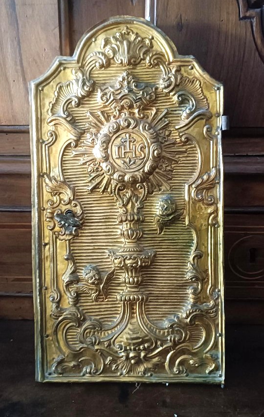 Porte de tabernacle baroque en bronze du XVIIIe siècle
