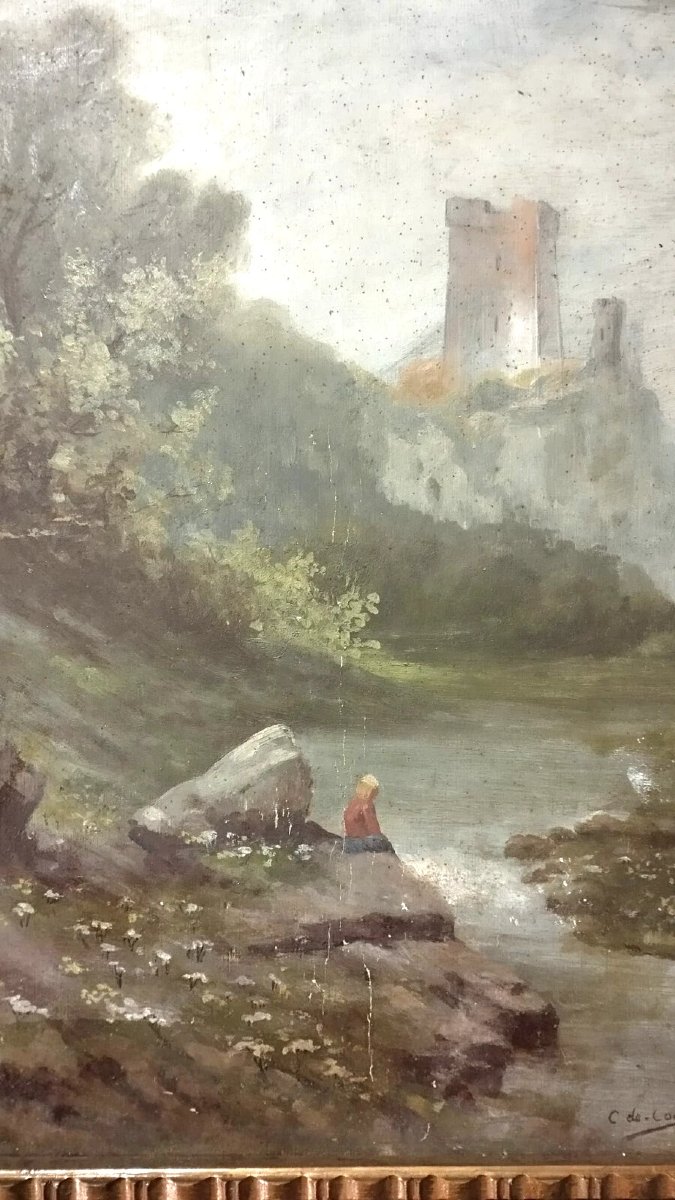 Peinture, début du XXe siècle, huile sur carton, Italie, C. De Consoli-photo-2