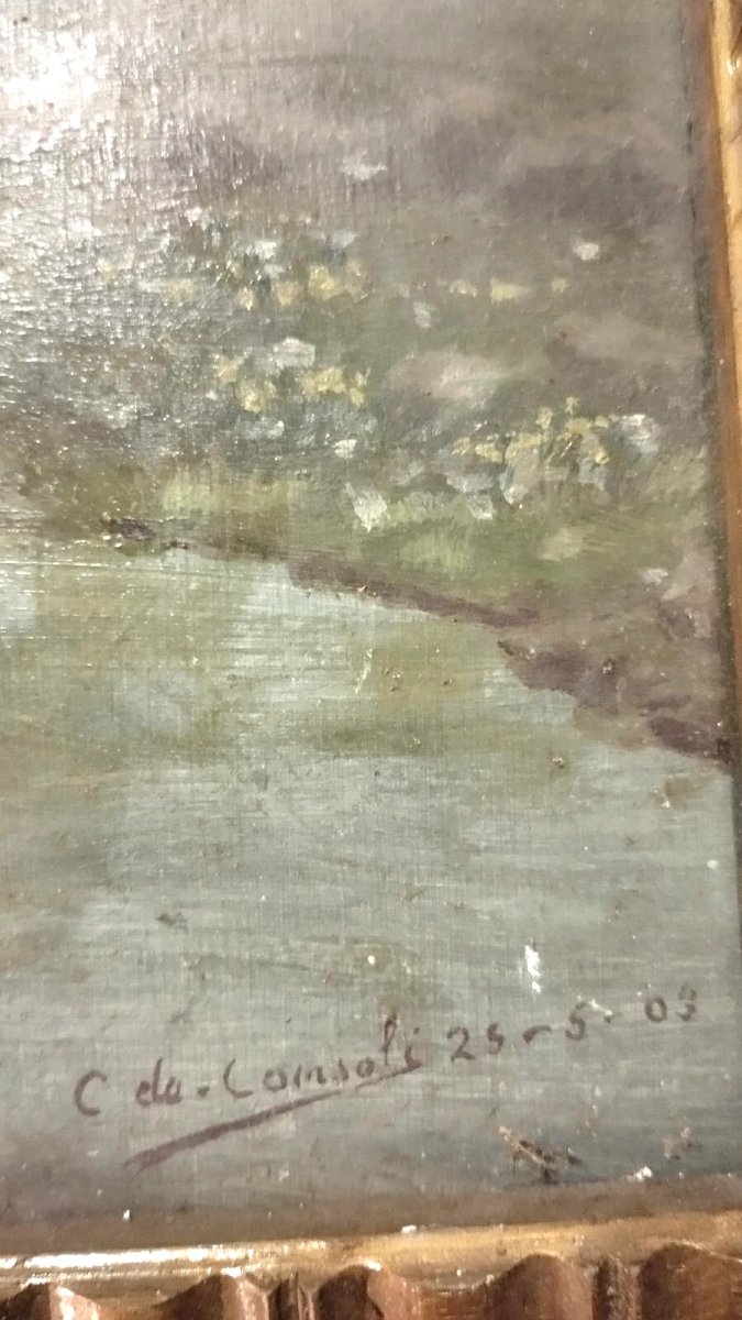 Peinture, début du XXe siècle, huile sur carton, Italie, C. De Consoli-photo-3