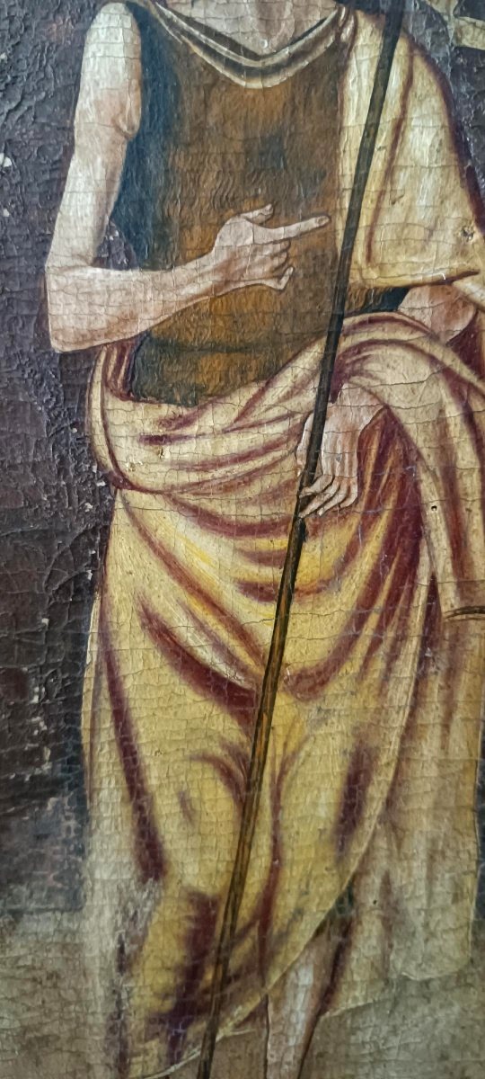Painting On Wood, Cretan School, 18th Century - Saint John The Baptist-photo-3