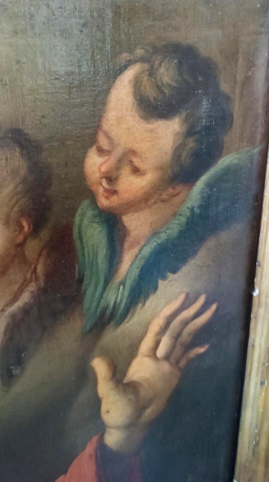 Grande huile sur toile ancienne représentant la Vierge en deuil - époque baroque-photo-8