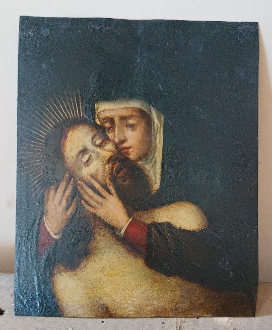 17th-century Antique Painting On Copper—mary With Christ --photo-5
