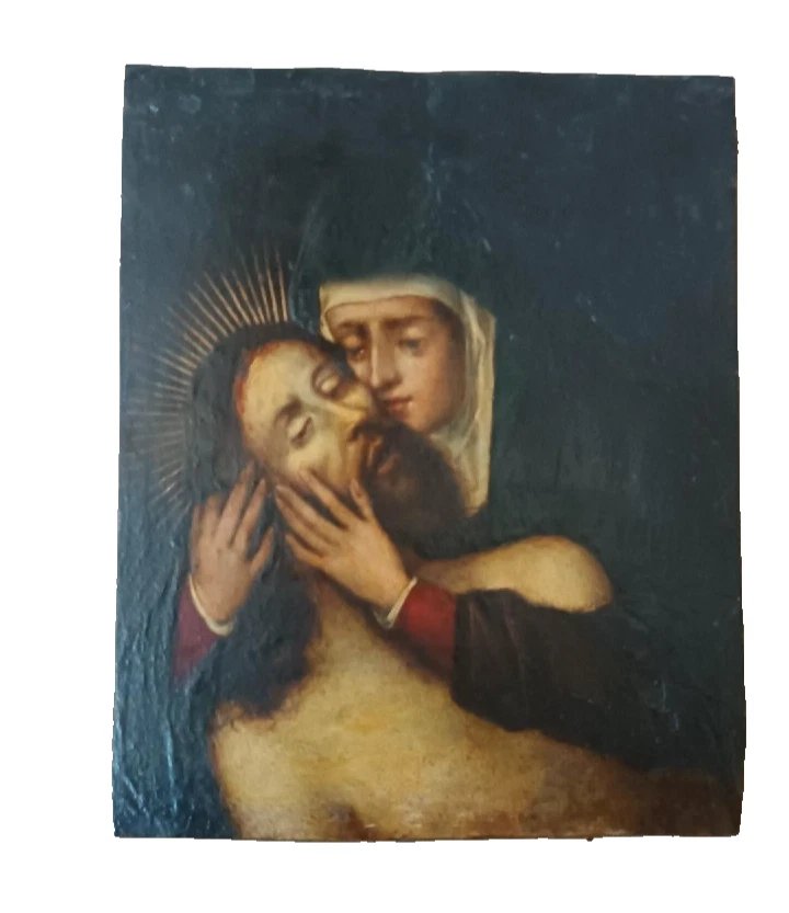17th-century Antique Painting On Copper—mary With Christ -