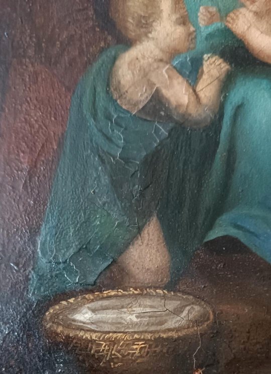 Peinture ancienne sur cuivre - Sainte Famille --photo-2