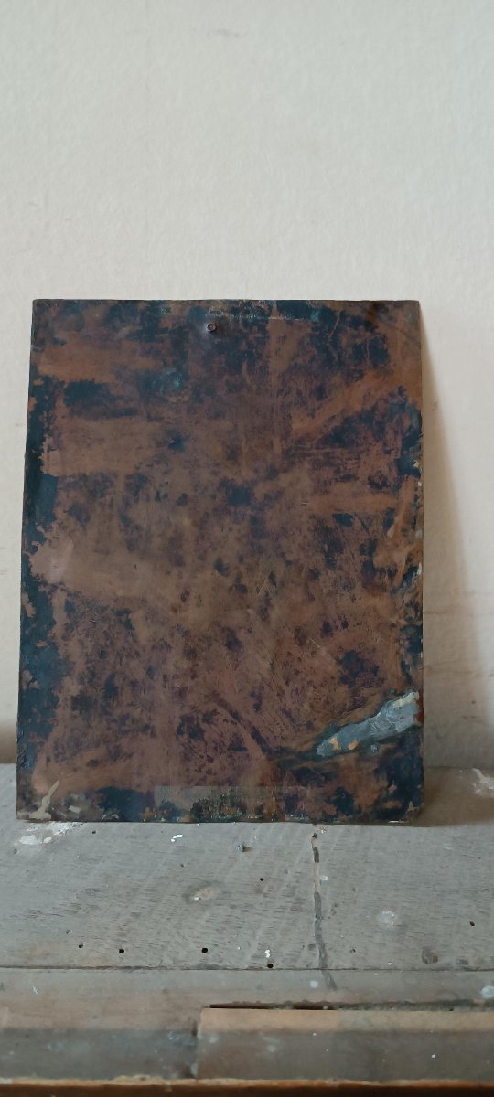 Peinture ancienne sur cuivre - Sainte Famille --photo-4