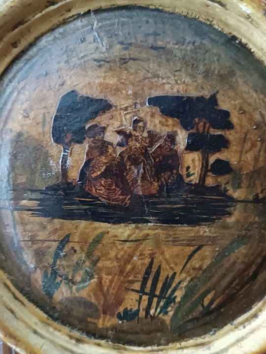 Antique Painting On Wood Panel (arte Povera), Venice, 18th Century-photo-1
