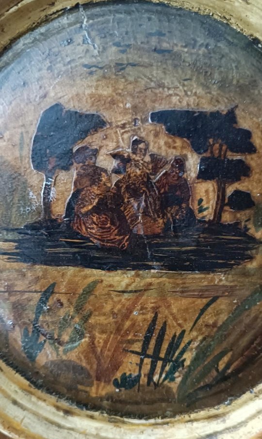 Antique Painting On Wood Panel (arte Povera), Venice, 18th Century-photo-2