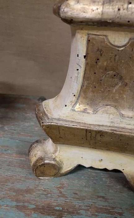 Bougeoir Bois XVIIIème Argent Doré Mecque Original-photo-1