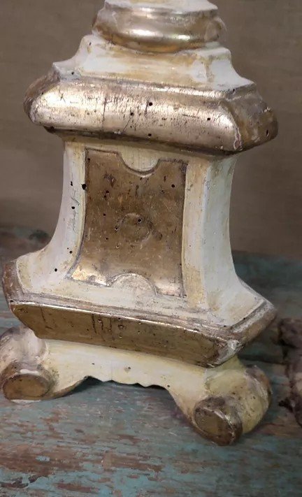 Bougeoir Bois XVIIIème Argent Doré Mecque Original-photo-2