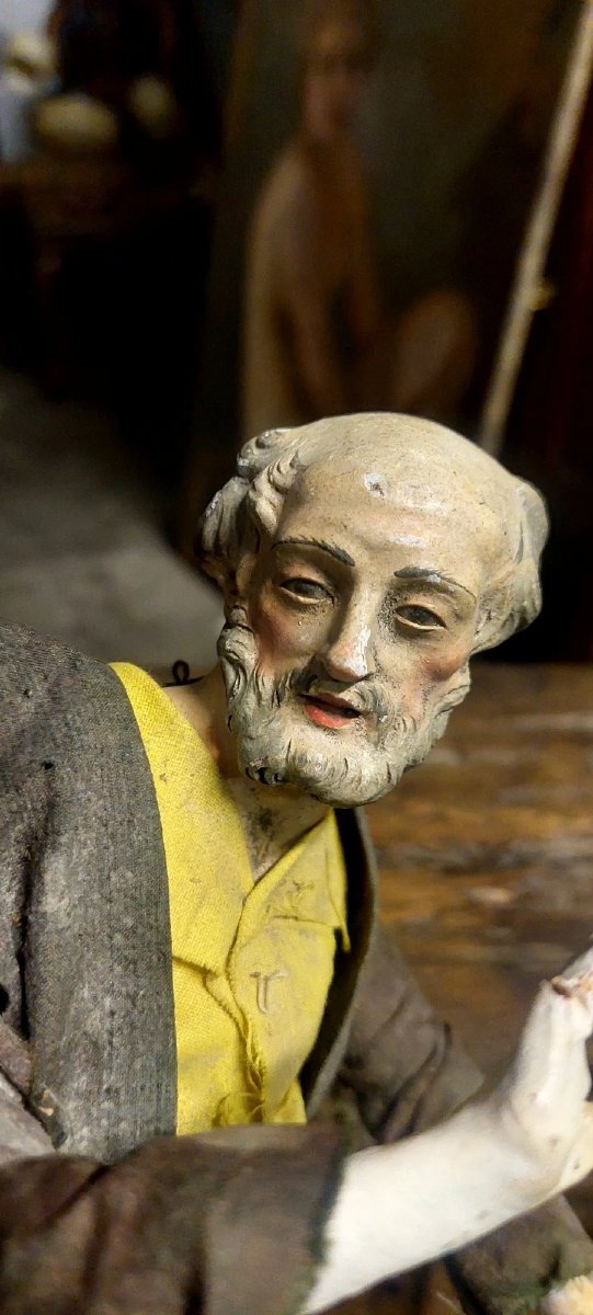 Terracotta Sculpture: Neapolitan Nativity Scene With Glass Eyes, 18th–19th Century-photo-3