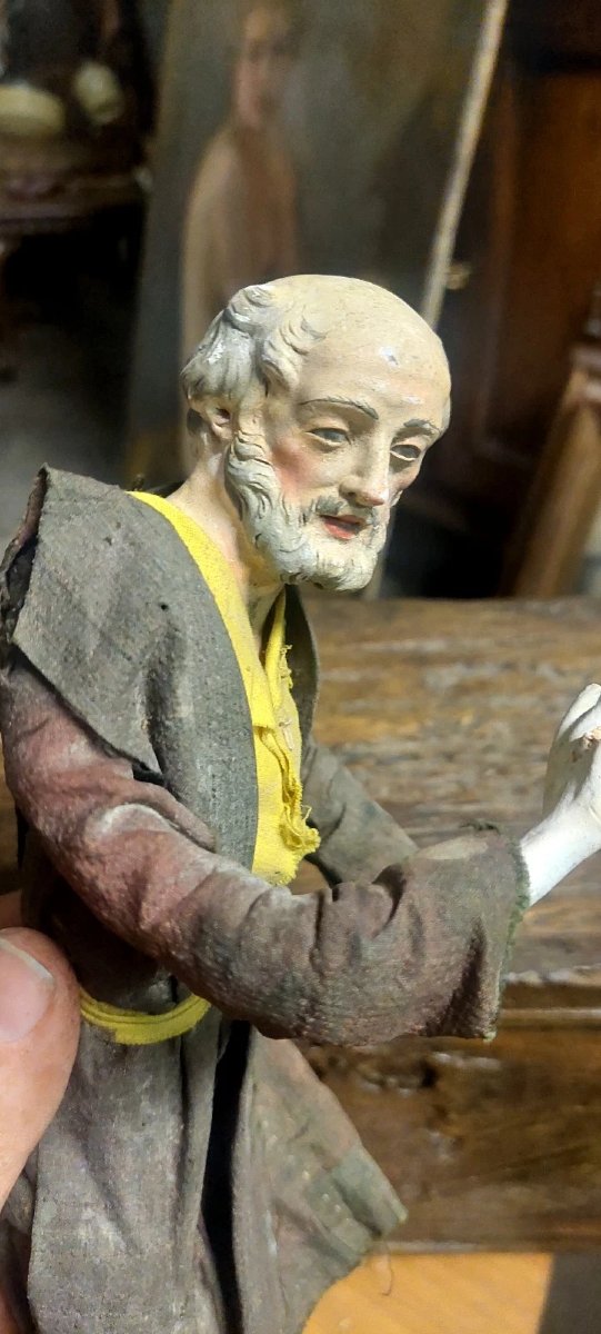 Terracotta Sculpture: Neapolitan Nativity Scene With Glass Eyes, 18th–19th Century-photo-3