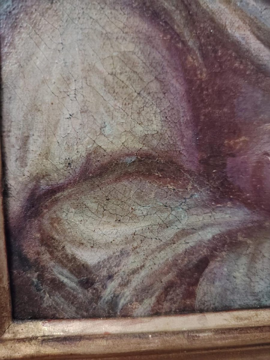 Huile sur toile ancienne, école toscane du XVIIe siècle - Santa Barbara-photo-7