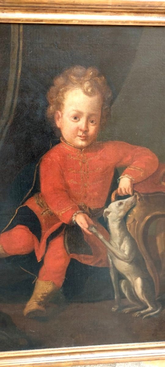  peinture à l'huile sur toile, portrait d'un jeune noble XVIII siecle-photo-2