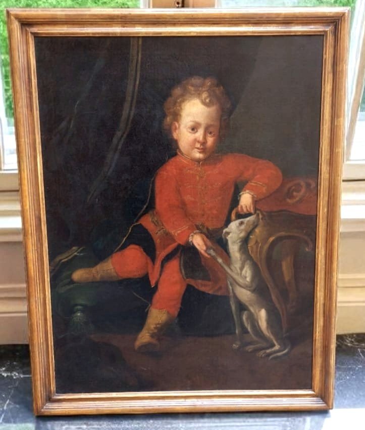  peinture à l'huile sur toile, portrait d'un jeune noble XVIII siecle-photo-3