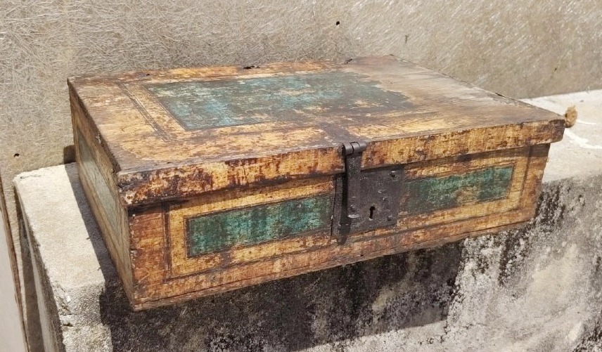 Coffret ancien en bois laqué du XVIIIe siècle, provenant de Toscane-photo-2