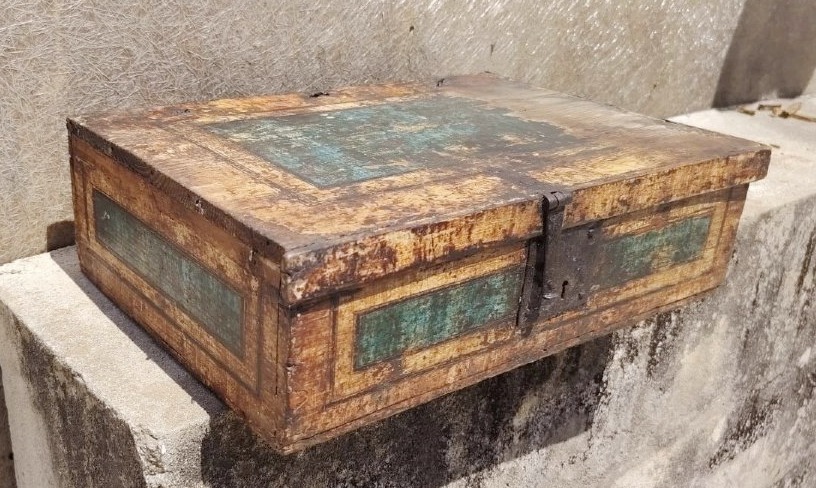 Coffret ancien en bois laqué du XVIIIe siècle, provenant de Toscane-photo-3