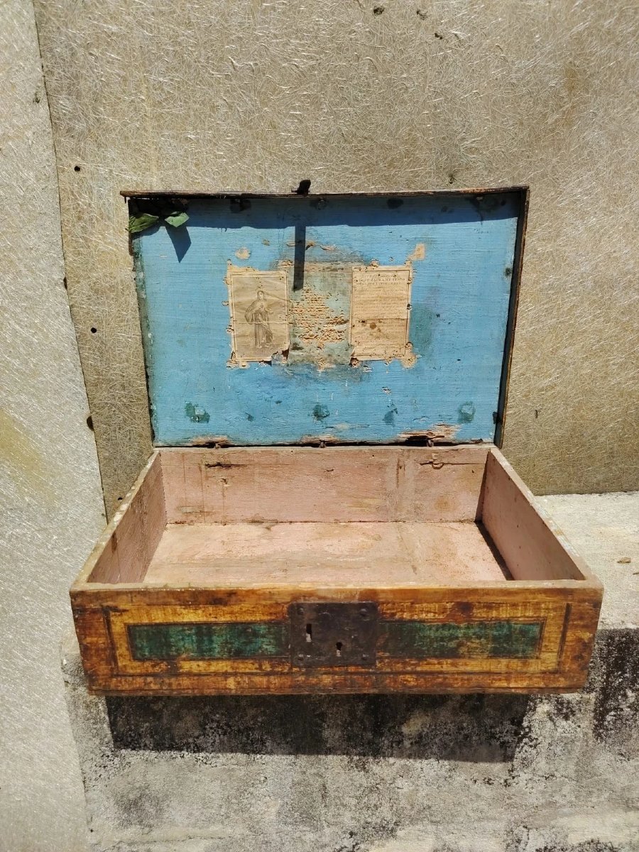 Coffret ancien en bois laqué du XVIIIe siècle, provenant de Toscane-photo-6