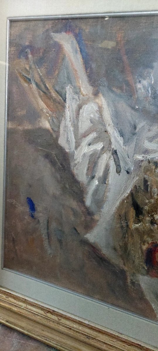 Giuseppe MANFREDI (1934 - 1987) PEINTURE À L'HUILE NATURE MORTE FLEURS 70 X 50-photo-2