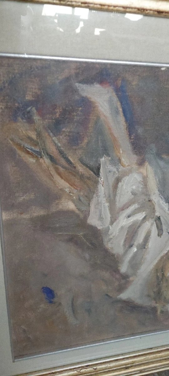 Giuseppe MANFREDI (1934 - 1987) PEINTURE À L'HUILE NATURE MORTE FLEURS 70 X 50-photo-2