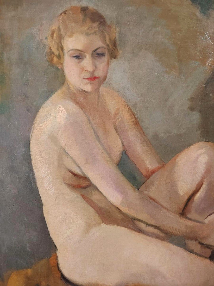 Peinture à l'huile sur toile - nu féminin - Armando Spadini (Florence 1883 - Rome 1995)-photo-1