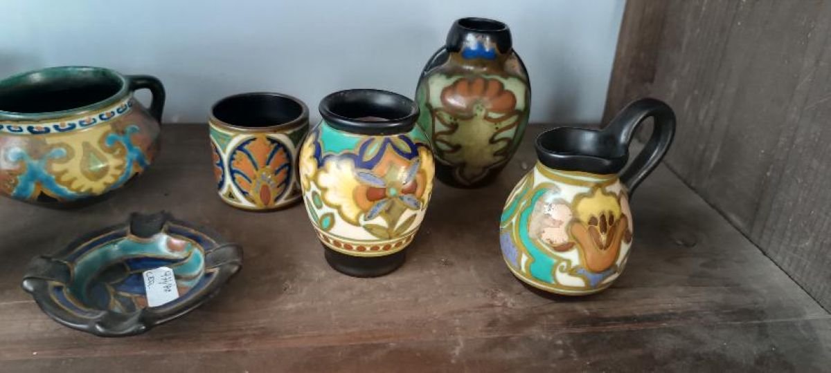 Set Of 8 Ceramic Jars Made By Gouda In The Early 1900s-photo-3