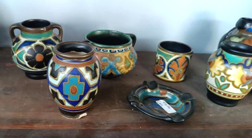 Set Of 8 Ceramic Jars Made By Gouda In The Early 1900s-photo-2