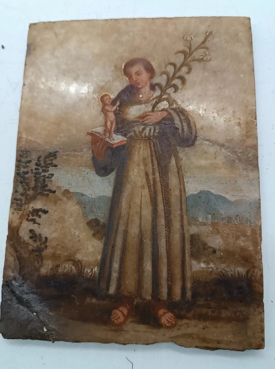 Antique Painting On Alabaster, 18th Century, Italy-photo-2