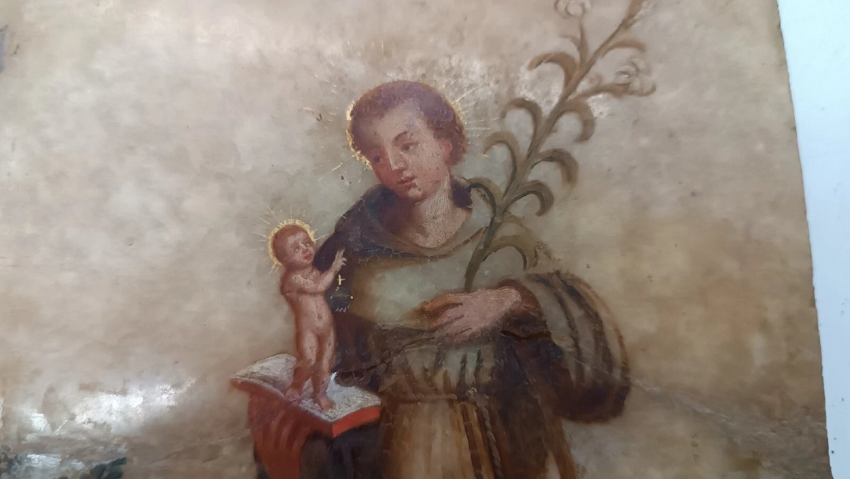 Antique Painting On Alabaster, 18th Century, Italy-photo-3