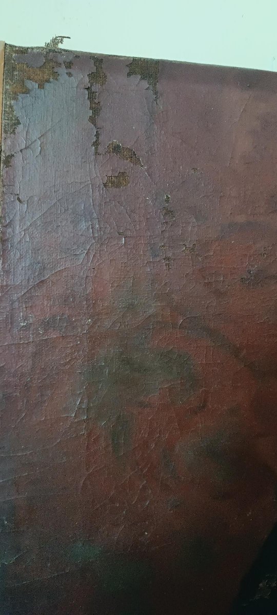 Peinture à l'huile ancienne sur toile, milieu du XIXe siècle, école italienne, portrait de femm-photo-5