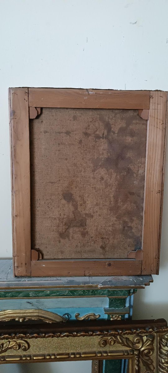 Peinture à l'huile ancienne sur toile, milieu du XIXe siècle, école italienne, portrait de femm-photo-6