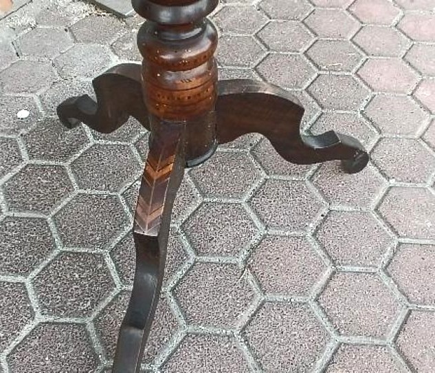 Antique Inlaid Coffee Table, Checkers, Chess, Italy, 19th Century-photo-4