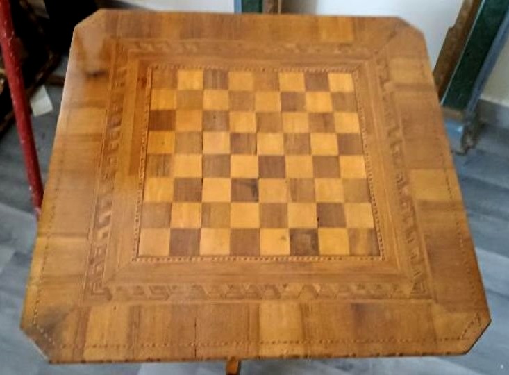 Table d'échecs ancienne incrustée, Italie du XIXe siècle-photo-1