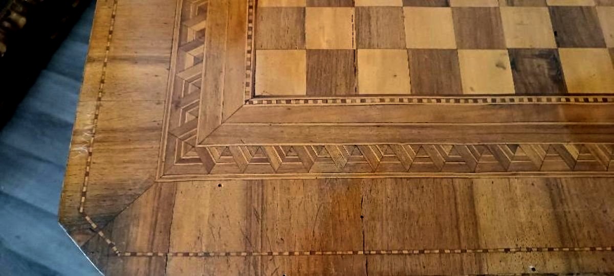 Table d'échecs ancienne incrustée, Italie du XIXe siècle-photo-5