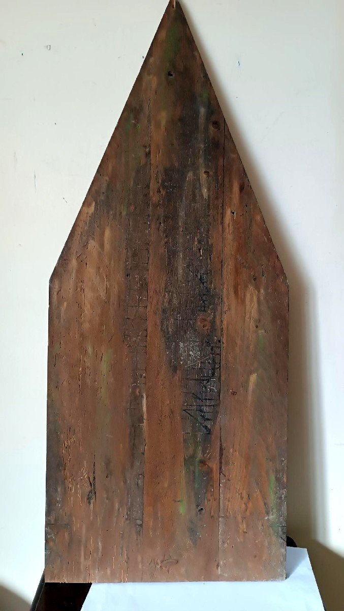 Peinture à La Détrempe Ancienne Sur Panneau Avec Des Saints, 19ème Siècle h.133 cm-photo-5