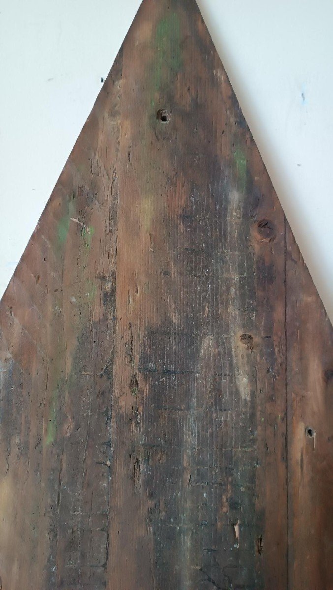 Peinture à La Détrempe Ancienne Sur Panneau Avec Des Saints, 19ème Siècle h.133 cm-photo-6