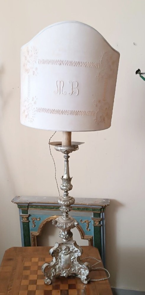 Antique Silver-plated Metal Candlestick, Lamp 