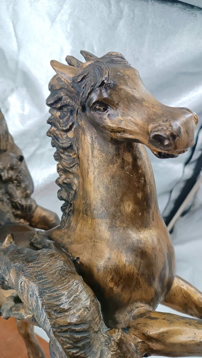 Large Bronze Sculpture Depicting A Native American On Horseback—tommaso Campajola (1890–1968)-photo-3