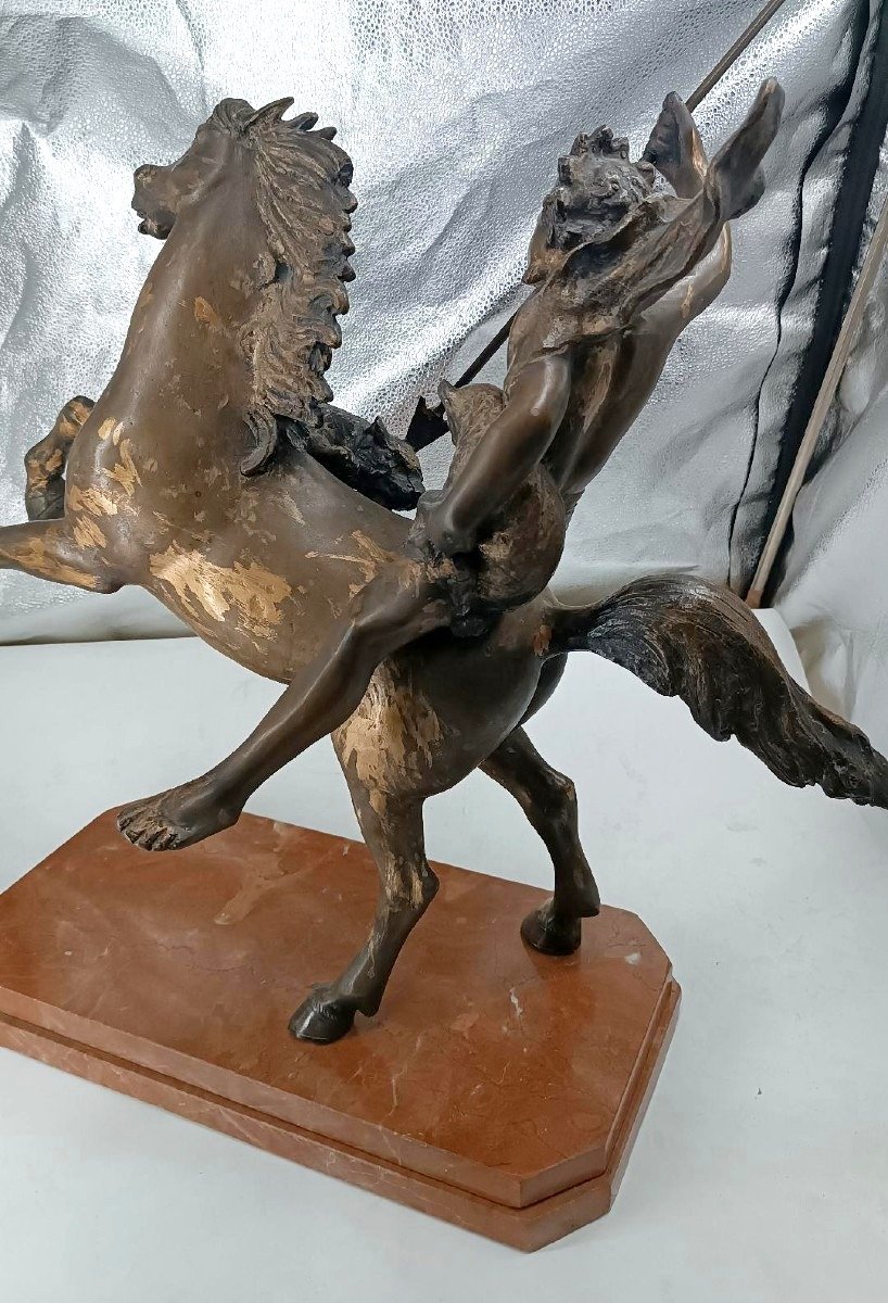 Large Bronze Sculpture Depicting A Native American On Horseback—tommaso Campajola (1890–1968)-photo-6