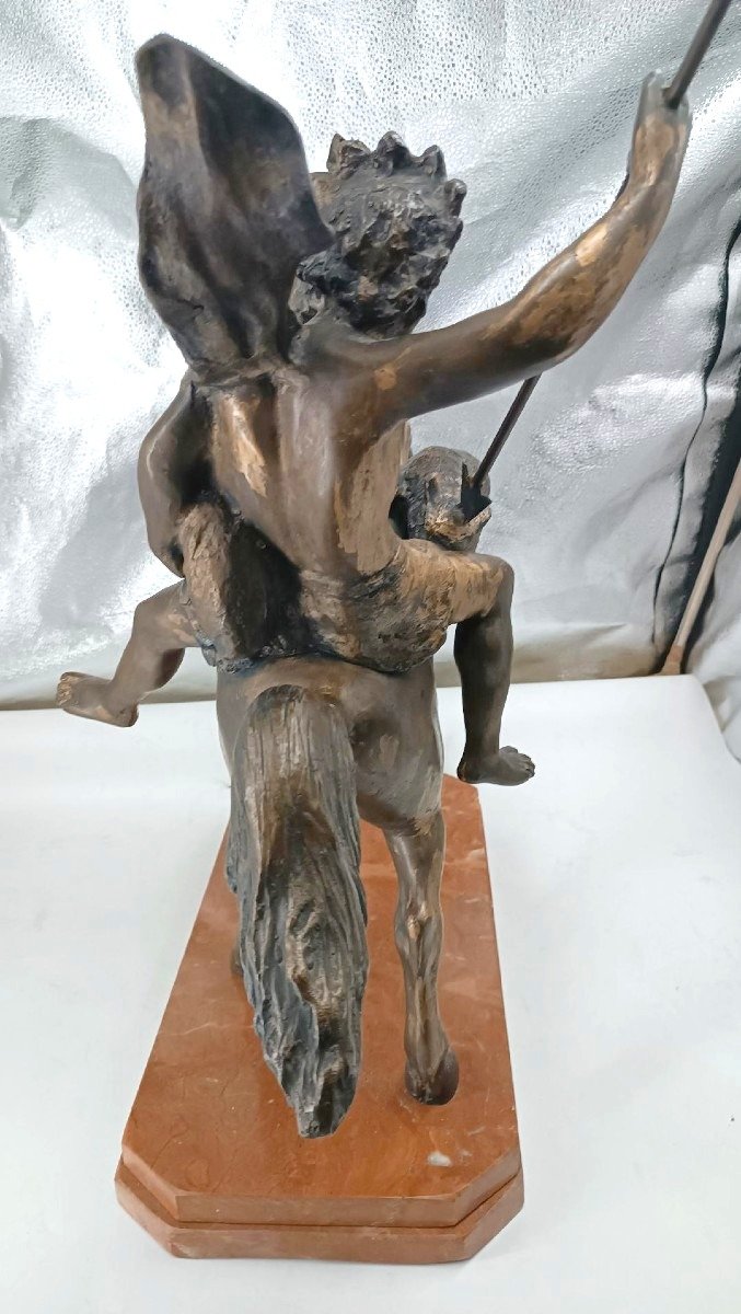 Large Bronze Sculpture Depicting A Native American On Horseback—tommaso Campajola (1890–1968)-photo-7