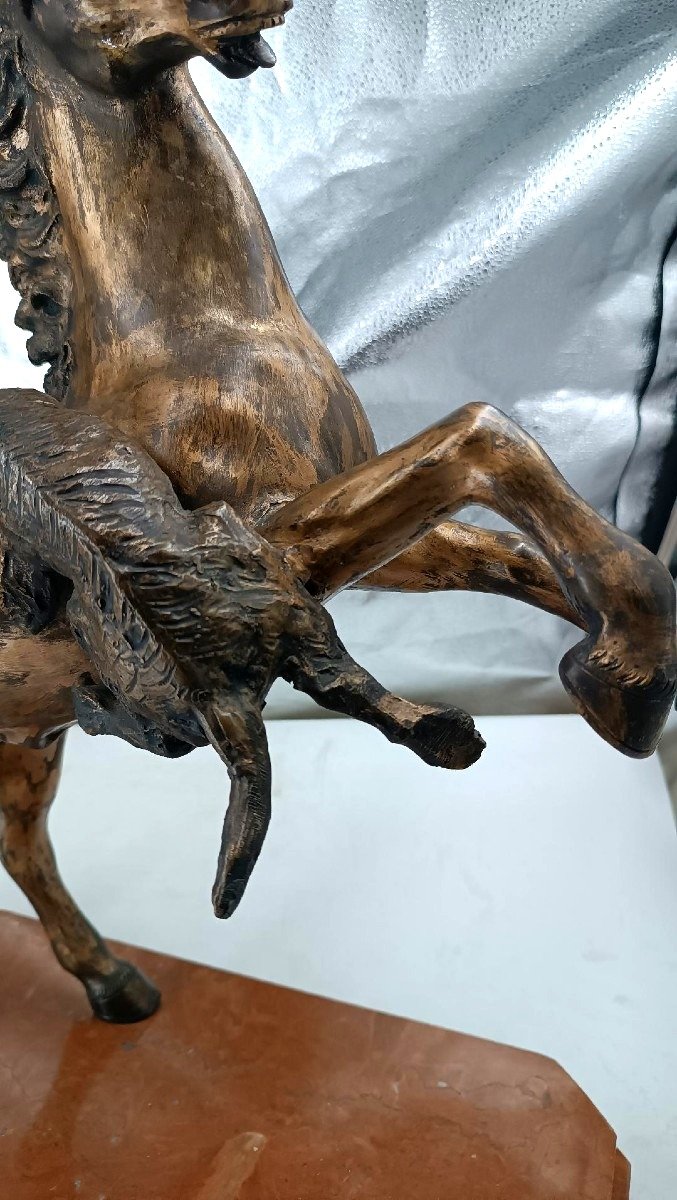 Large Bronze Sculpture Depicting A Native American On Horseback—tommaso Campajola (1890–1968)-photo-8