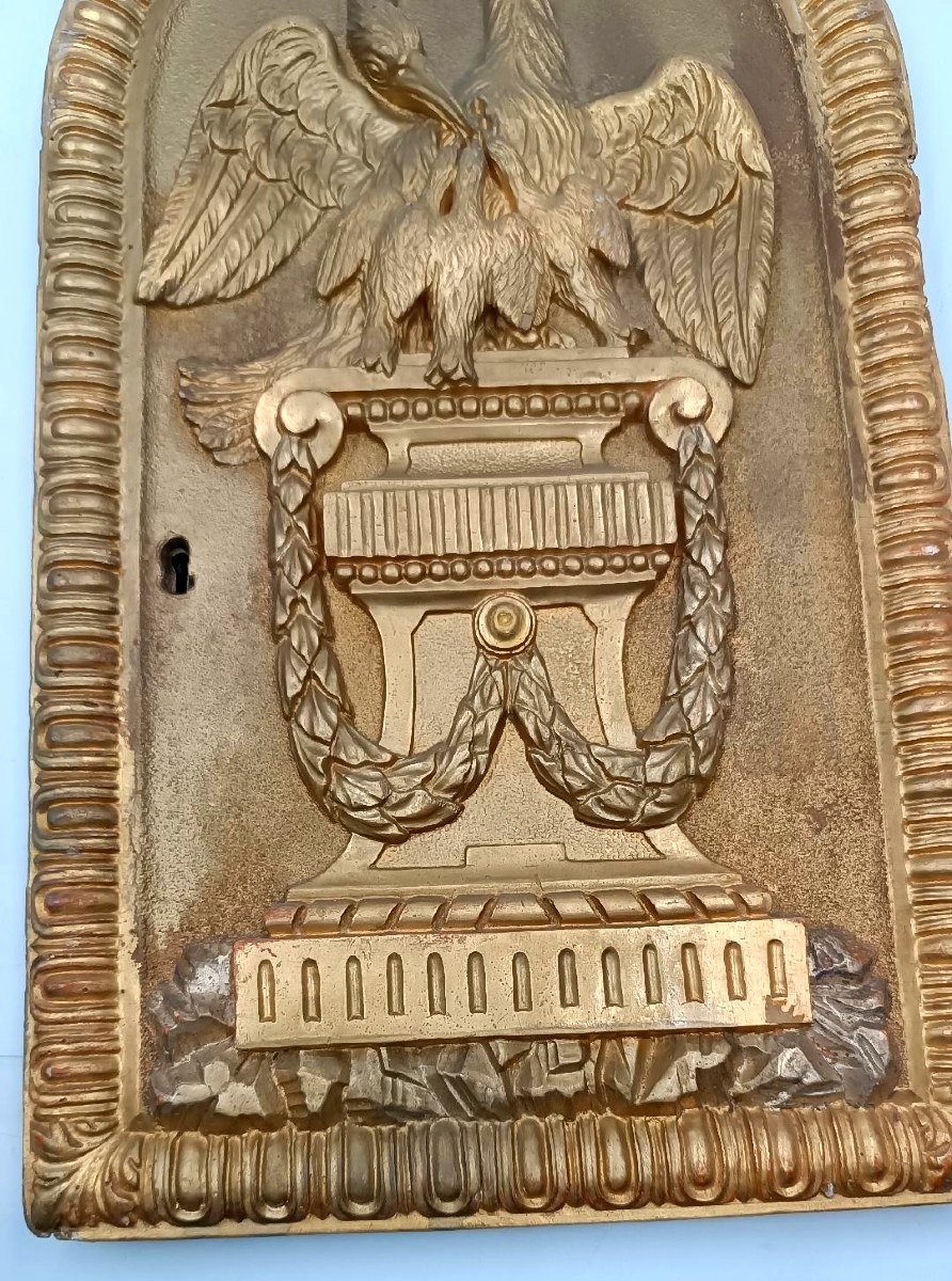 Portail de tabernacle, ciboire, en bois doré avec pélican, fin du XVIIIe siècle-photo-2