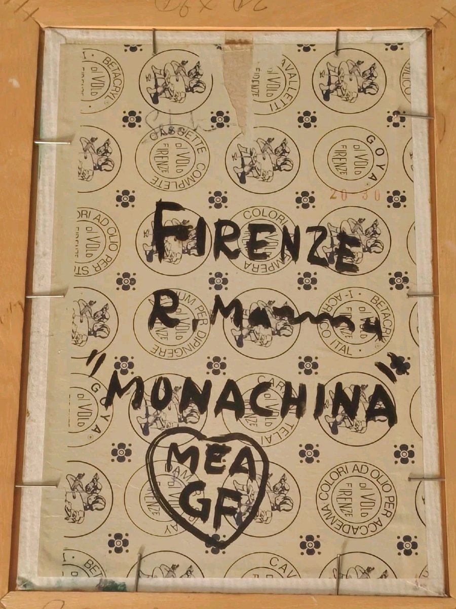 Oil Painting On Canvas-lined Cardboard By Rodolfo Marma, "le Monachine," S. Spirito-photo-1