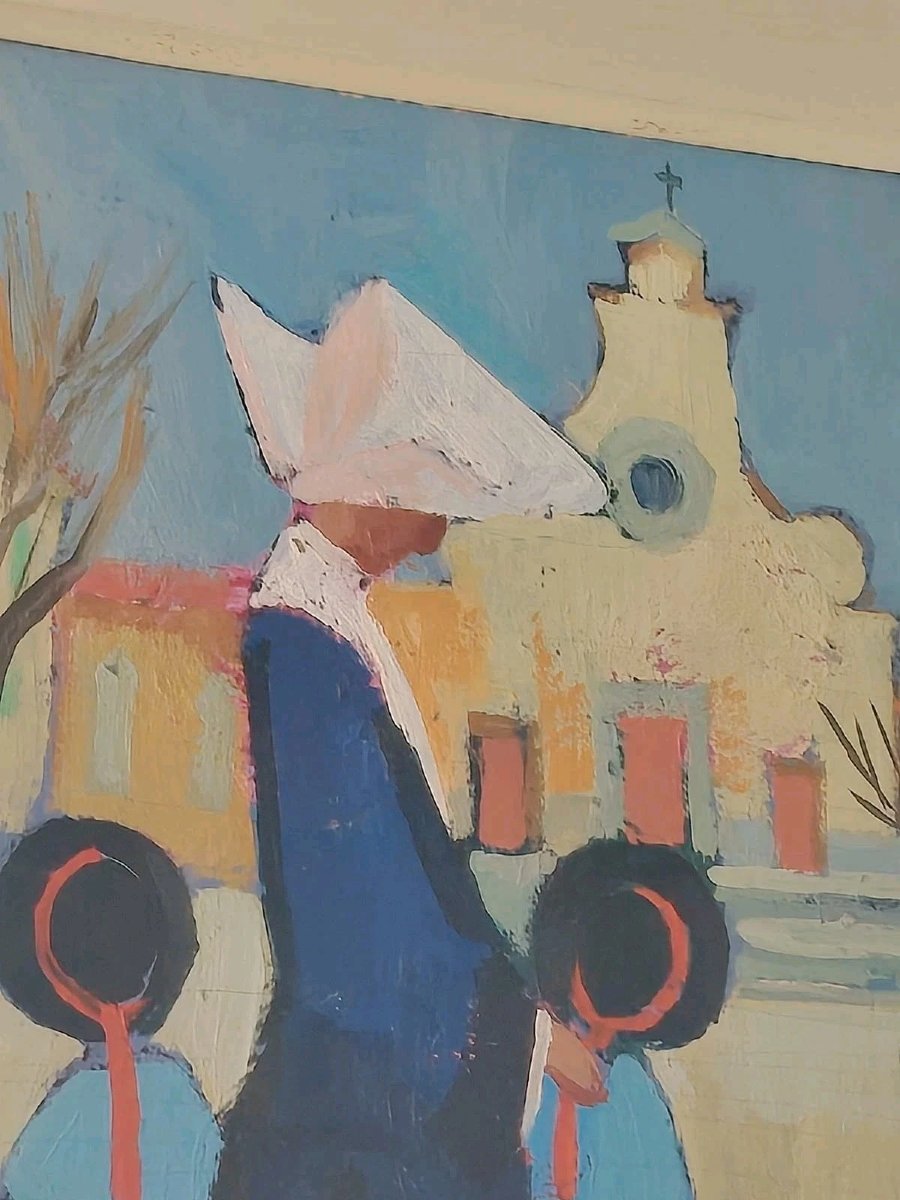 Oil Painting On Canvas-lined Cardboard By Rodolfo Marma, "le Monachine," S. Spirito-photo-2