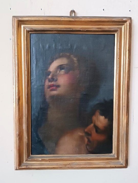 Peinture à l'huile ancienne sur toile, école italienne, XVIIe siècle-photo-2