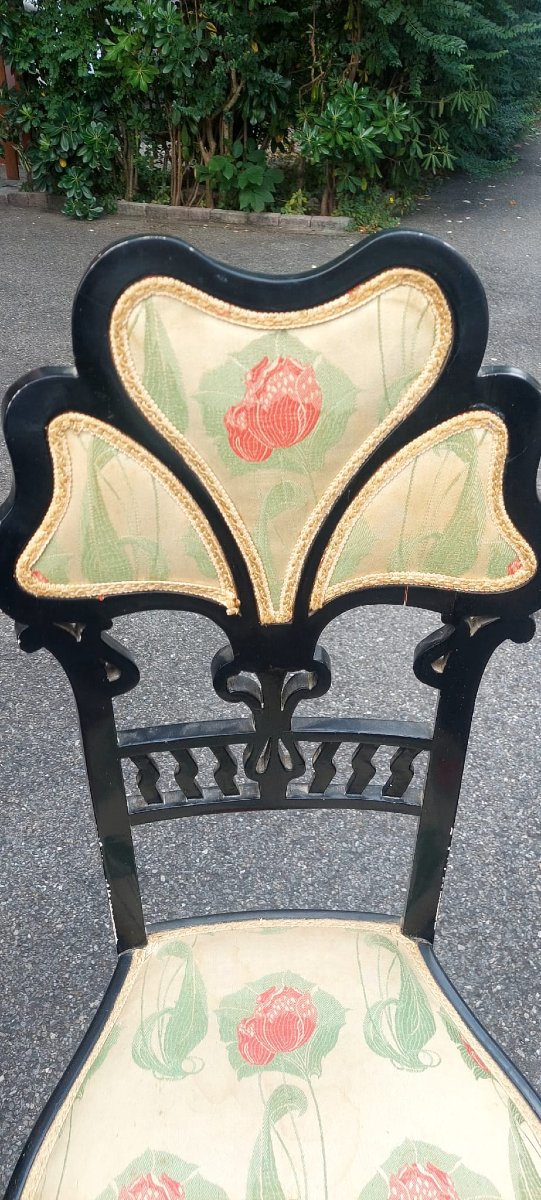 Pair Of Libeety Chairs Made Of Ebony-stained Wood-photo-2
